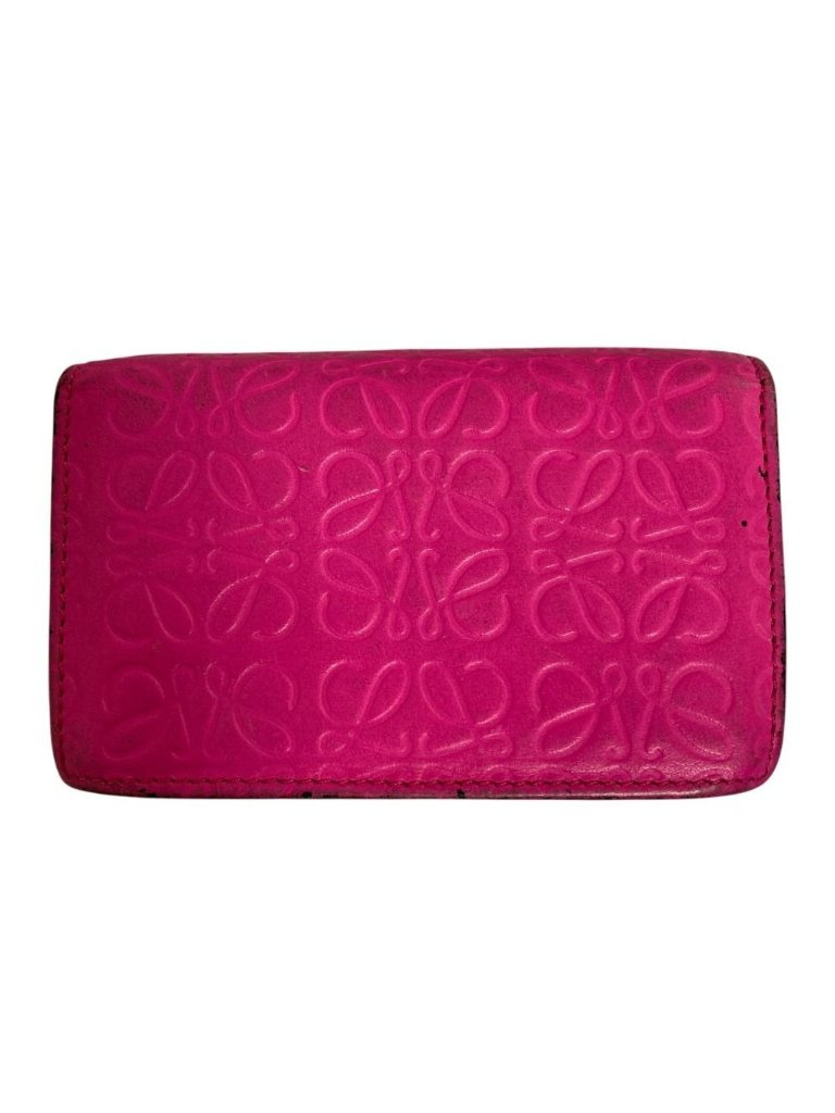 Loewe Repeat Anagram Leather Card Case Business Holder Pink